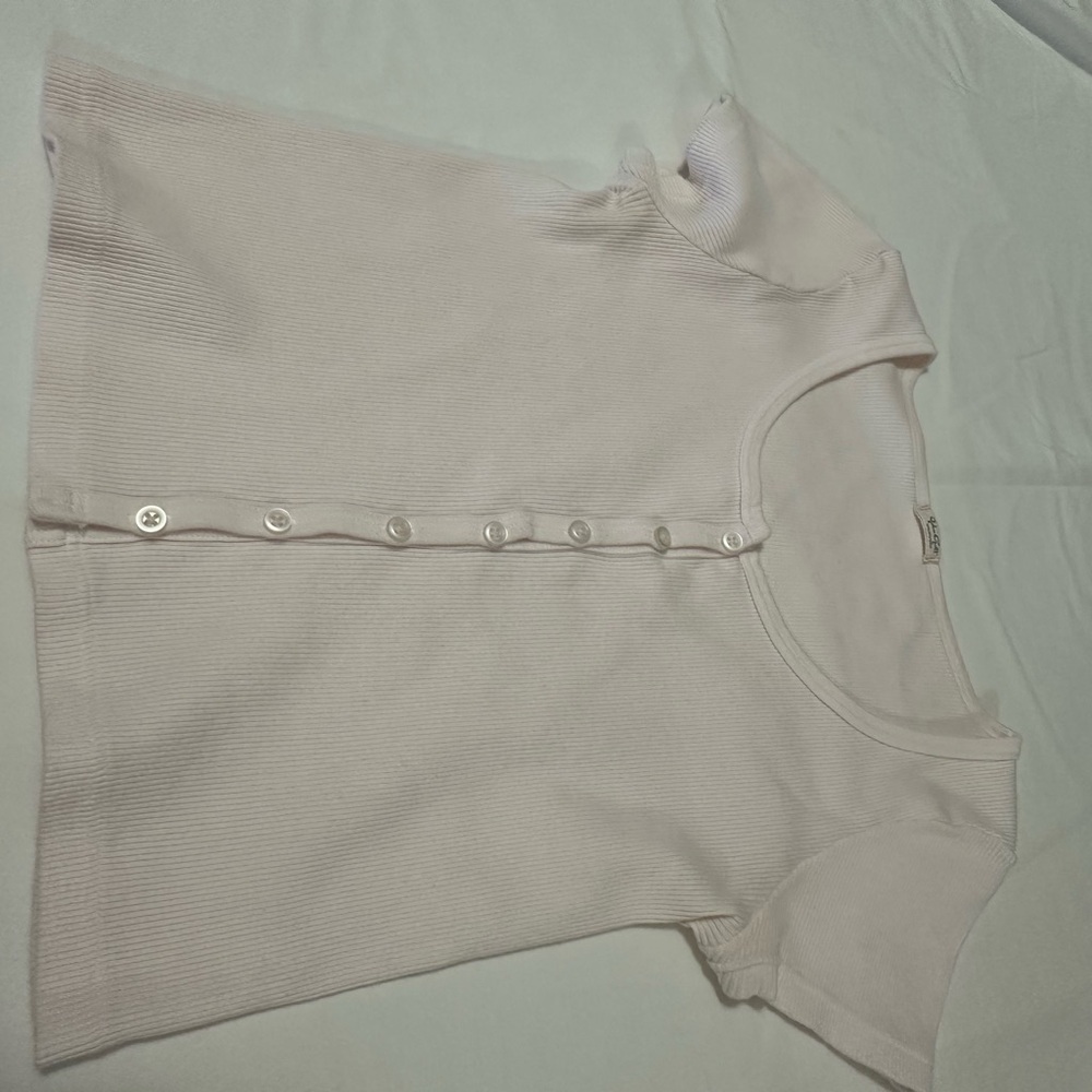 Brandy Melville Cream Short Sleeve Polo Button Down